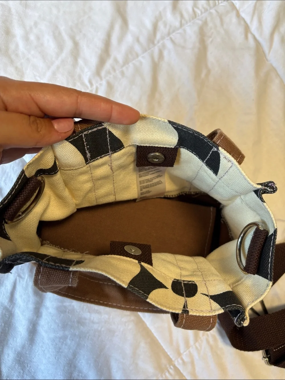 Mini Urban Outfitters Brown, Cream & Black Graphic Canvas Tote